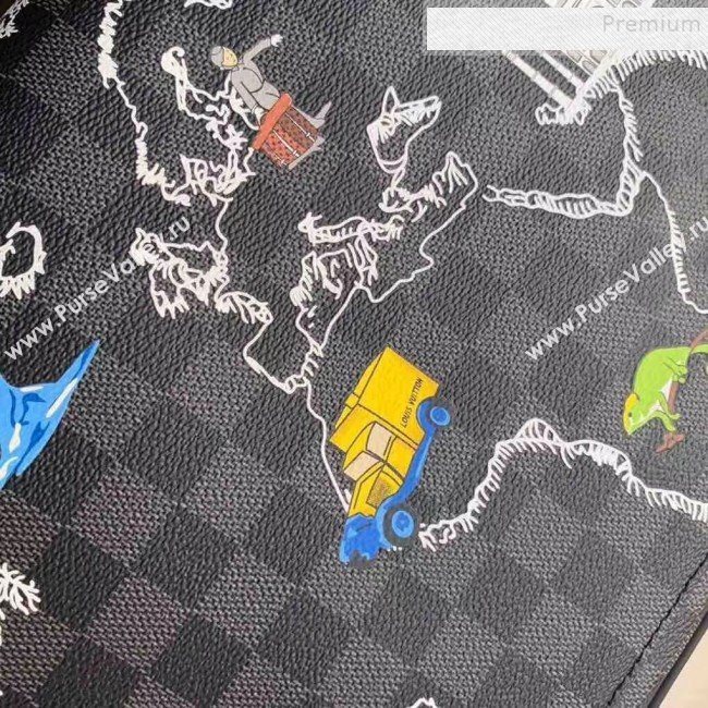 Louis Vuitton Mens District PM Messenger Map Print Damier Graphite Canvas Shoulder Bag N40238 2019 (KIKI-9120417)