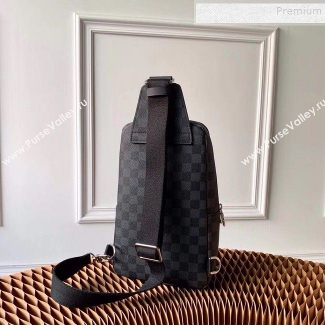 Louis Vuitton Mens Avenue Sling Map Print Damier Graphite Canvas Shoulder Bag N40237 2019 (KIKI-9120418)