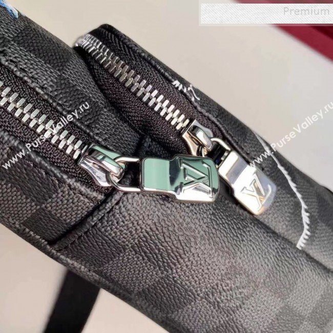 Louis Vuitton Mens Avenue Sling Map Print Damier Graphite Canvas Shoulder Bag N40237 2019 (KIKI-9120418)