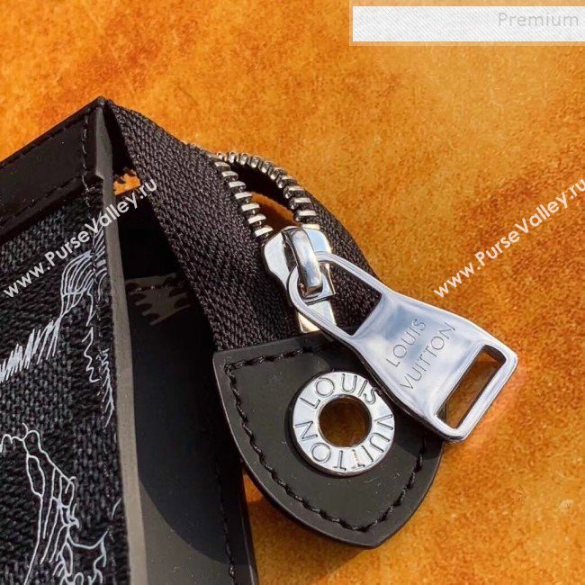 Louis Vuitton Mens Pochette Voyage MM Pouch Map Print Damier Graphite Canvas N41696 2019 (KIKI-9120420)