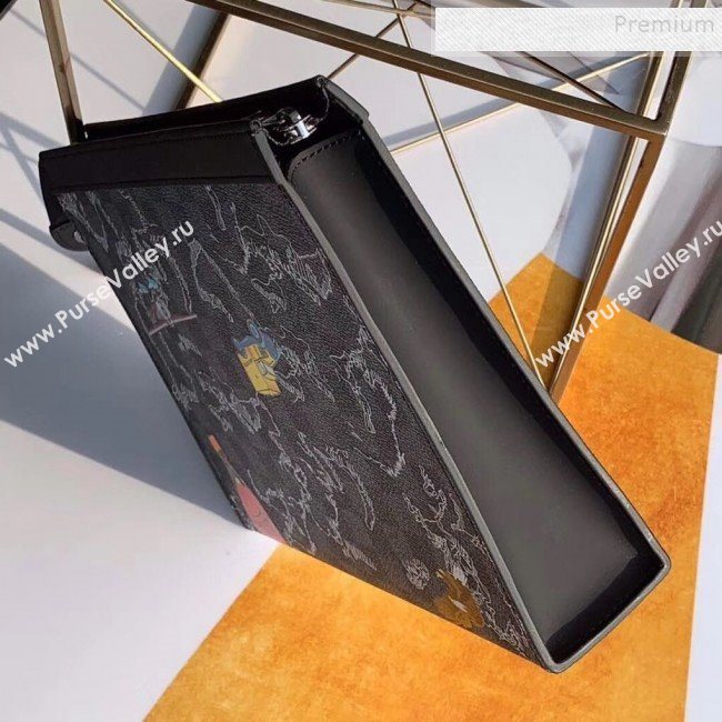 Louis Vuitton Mens Pochette Voyage MM Pouch Map Print Damier Graphite Canvas N41696 2019 (KIKI-9120420)