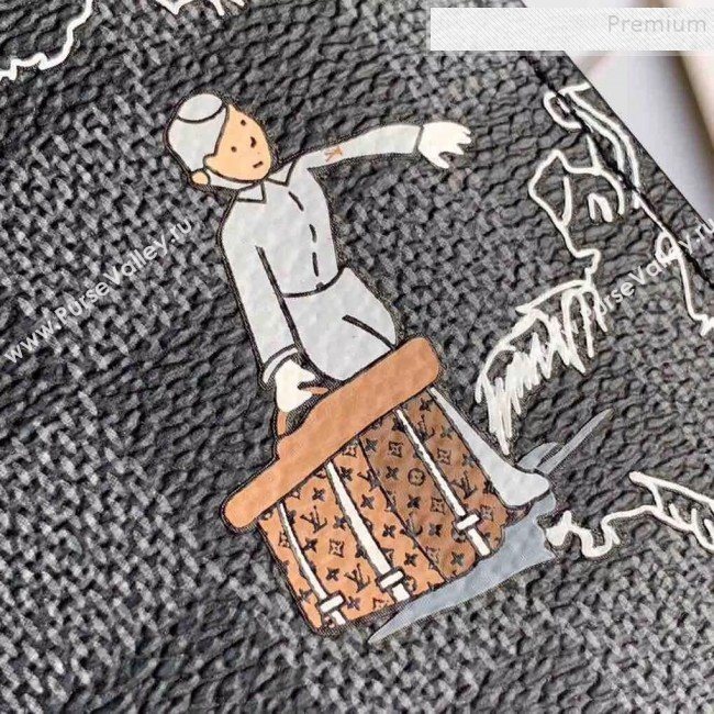 Louis Vuitton Mens Map Print Damier Graphite Canvas Brazza Wallet N62665 2019 (KIKI-9120421)