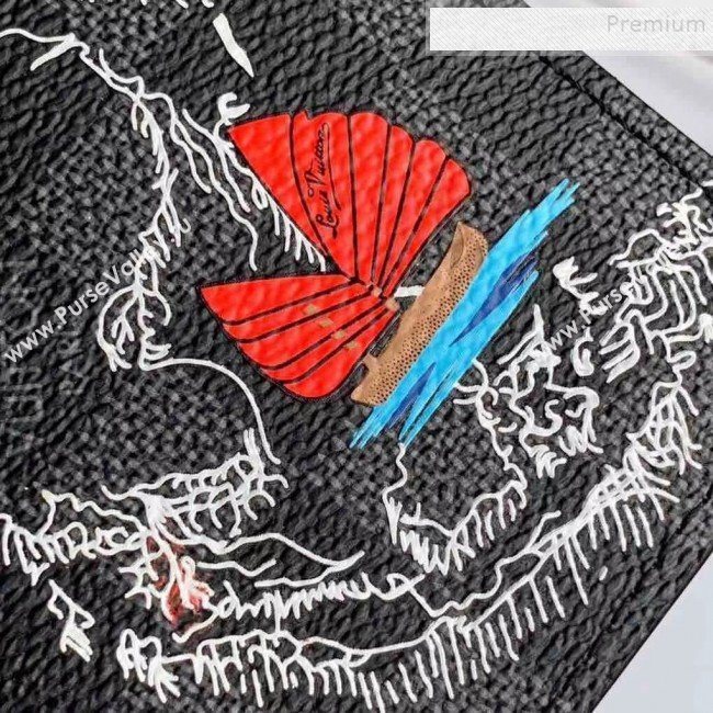 Louis Vuitton Mens Map Print Damier Graphite Canvas Brazza Wallet N62665 2019 (KIKI-9120421)