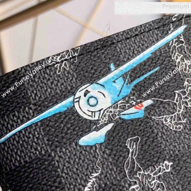 Louis Vuitton Mens Map Print Damier Graphite Canvas Passport Cover N64411 2019 (KIKI-9120422)