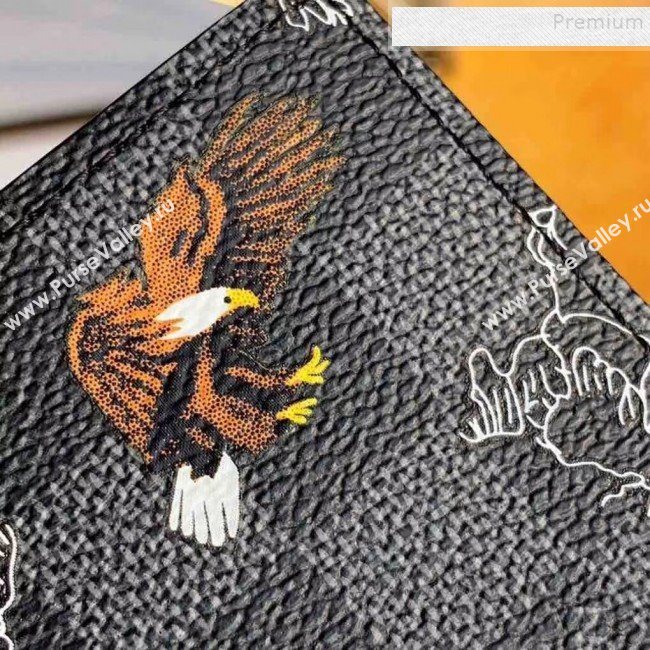 Louis Vuitton Mens Map Print Damier Graphite Canvas Multiple Wallet N62663 2019 (KIKI-9120423)