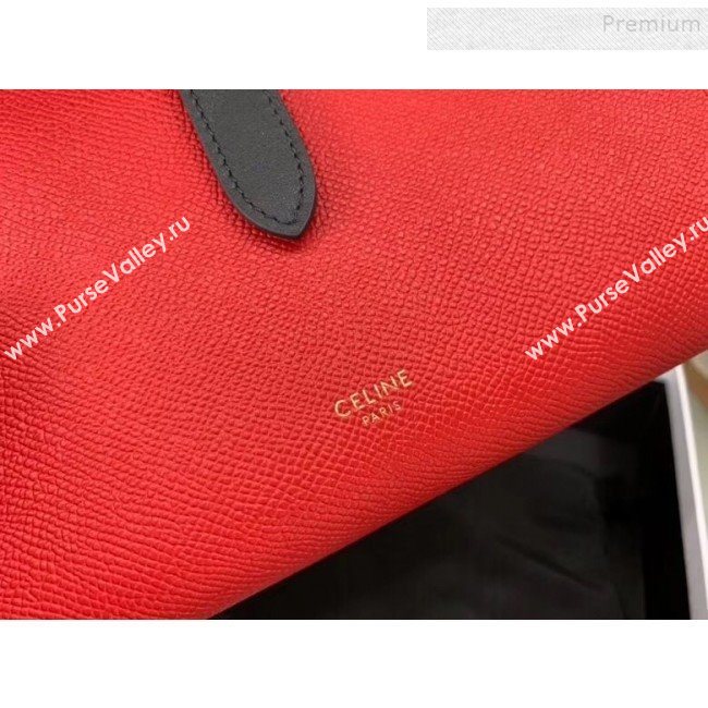 Celine Strap Grained Calfskin Wallet Bright Red 2019 (JQ-9120435)