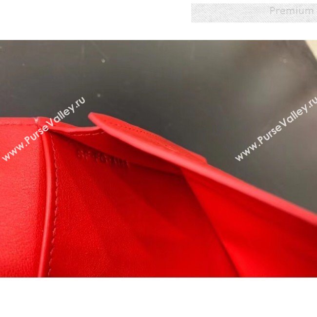 Celine Strap Grained Calfskin Wallet Bright Red 2019 (JQ-9120435)
