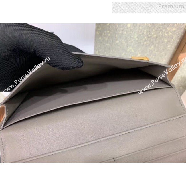 Celine Strap Grained Calfskin Wallet Grey 01 2019 (JQ-9120446)