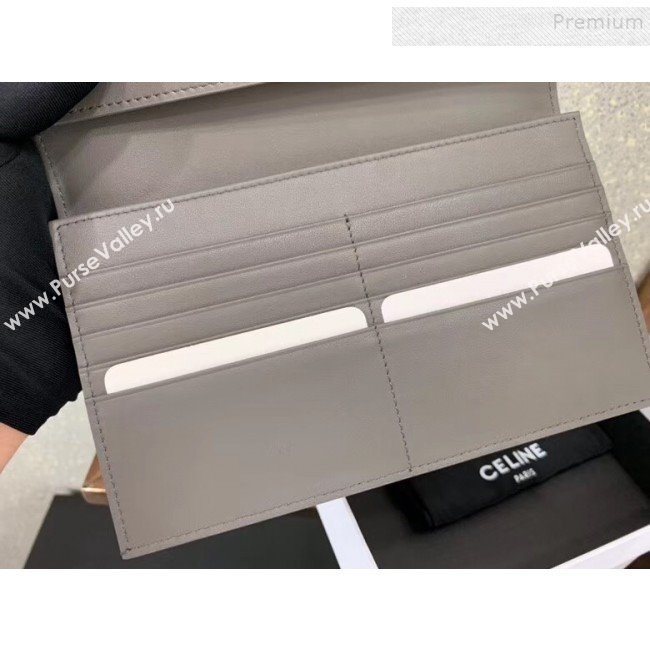 Celine Strap Grained Calfskin Wallet Grey 01 2019 (JQ-9120446)