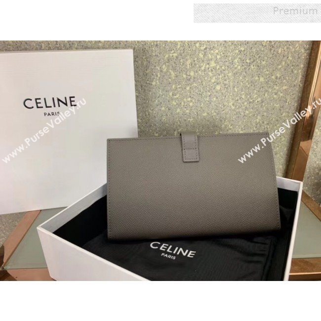 Celine Strap Grained Calfskin Wallet Grey 02 2019 (JQ-9120447)