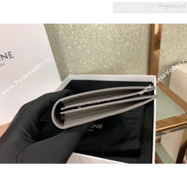 Celine Strap Grained Calfskin Wallet Grey 02 2019 (JQ-9120447)