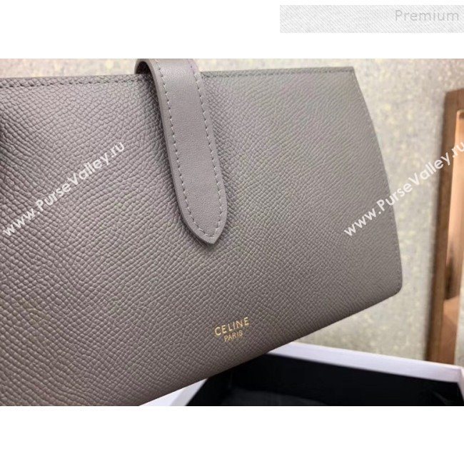 Celine Strap Grained Calfskin Wallet Grey 02 2019 (JQ-9120447)