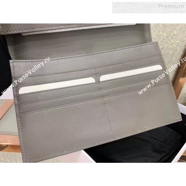 Celine Strap Grained Calfskin Wallet Grey 02 2019 (JQ-9120447)