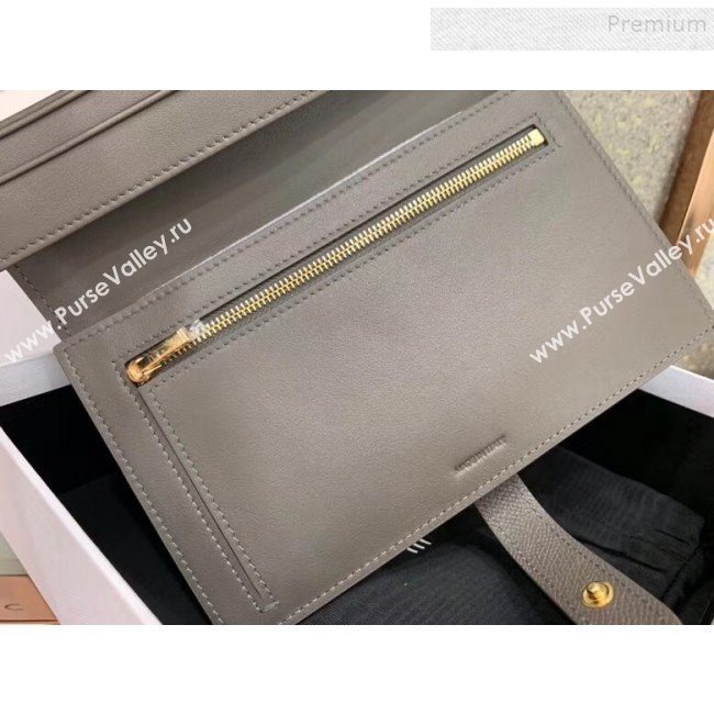 Celine Strap Grained Calfskin Wallet Grey 02 2019 (JQ-9120447)