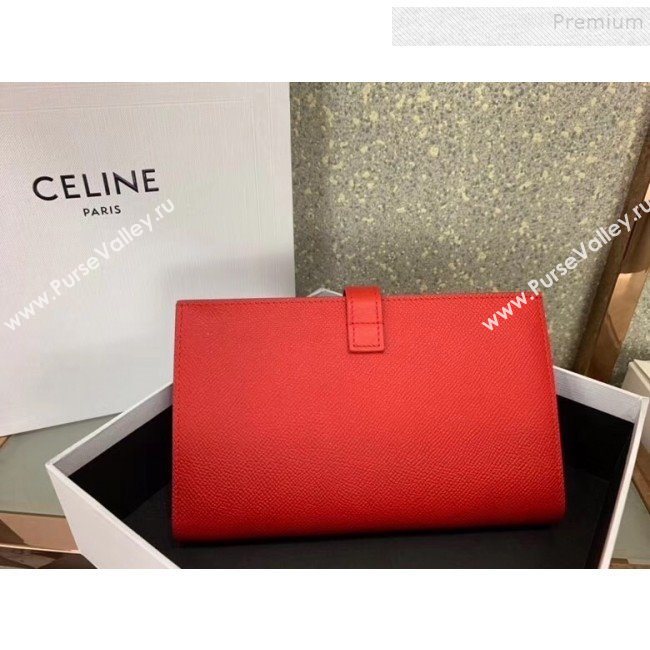 Celine Strap Grained Calfskin Wallet All Red 2019 (JQ-9120440)