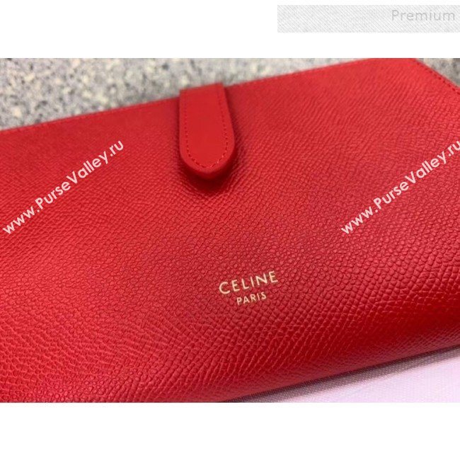 Celine Strap Grained Calfskin Wallet All Red 2019 (JQ-9120440)