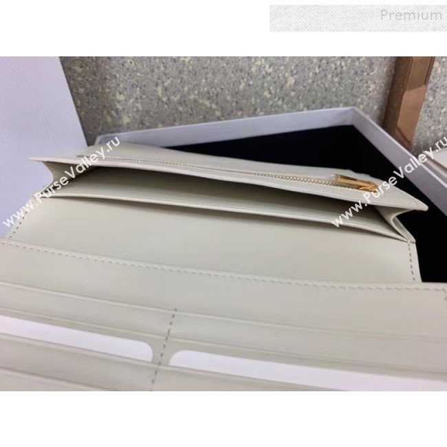 Celine Strap Grained Calfskin Wallet White Leather 2019 (JQ-9120442)