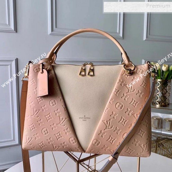 Louis Vuitton V Tote MM Embossed Monogram Leather M44422 Pink 2019 (KIKI-9120701)