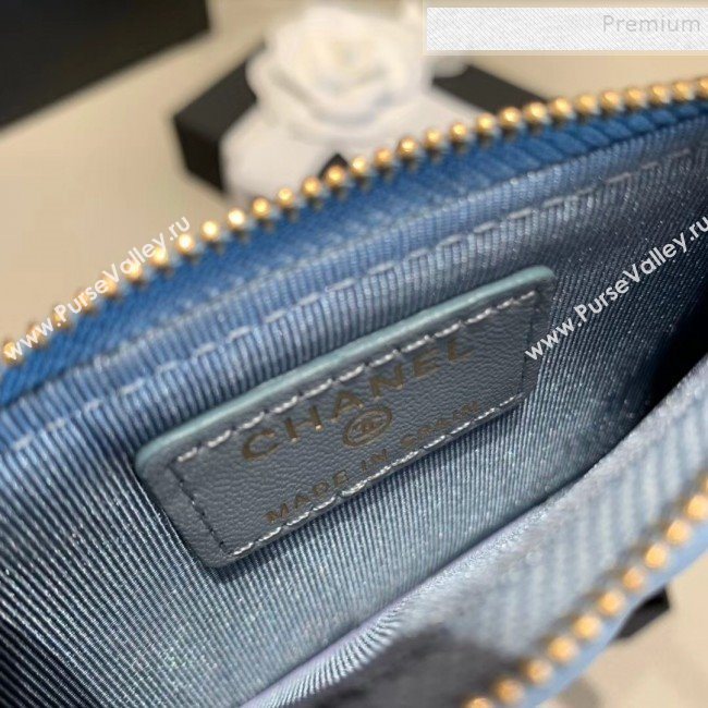 Chanel Quilted Lambskin Zipped Classic Card Holder AP0767 Blue 2019 (KAIS-9120202)