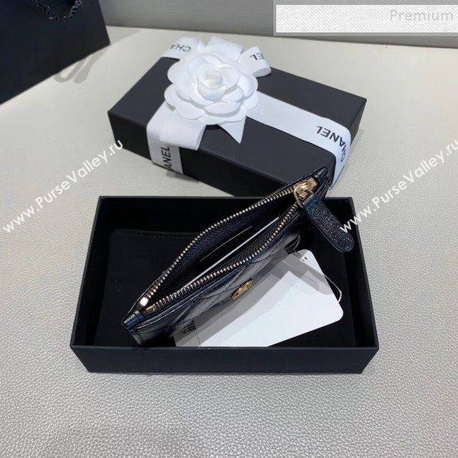 Chanel Quilted Grained Calfsskin Zipped Classic Card Holder AP0767 Black 2019 (KAIS-9120205)