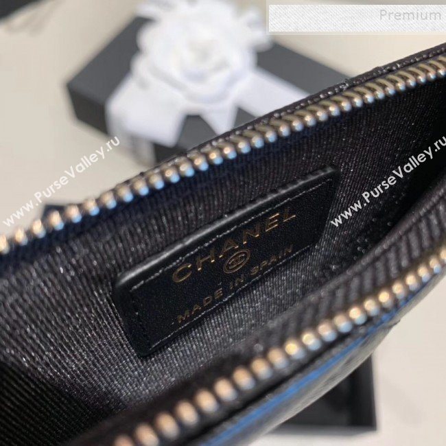 Chanel Quilted Grained Calfsskin Zipped Classic Card Holder AP0767 Black 2019 (KAIS-9120205)