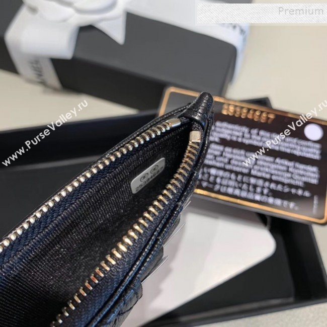 Chanel Quilted Grained Calfsskin Zipped Classic Card Holder AP0767 Black 2019 (KAIS-9120205)