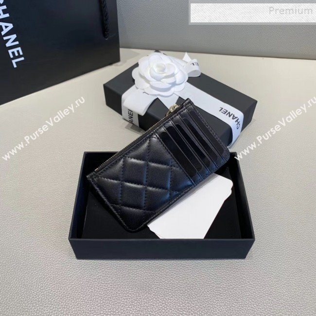 Chanel Quilted Lambskin Zipped Classic Card Holder AP0767 Black/Gold 2019 (KAIS-9120204)