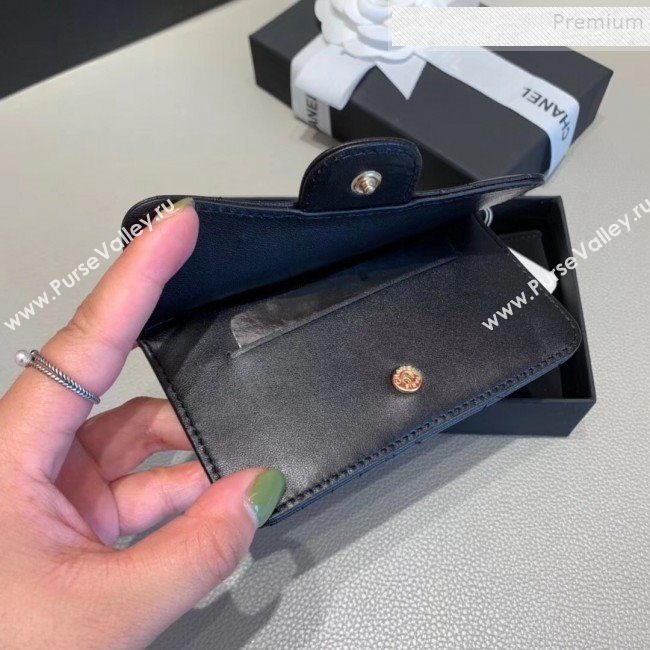 Chanel Quilted Lambskin Zipped Classic Card Holder AP0767 Black/Gold 2019 (KAIS-9120204)