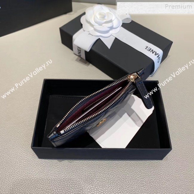 Chanel Quilted Lambskin Zipped Classic Card Holder AP0767 Black/Gold 2019 (KAIS-9120204)