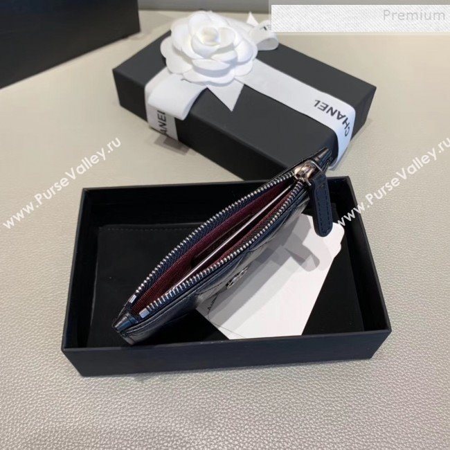 Chanel Quilted Lambskin Zipped Classic Card Holder AP0767 Black/Silver 2019 (KAIS-9120203)
