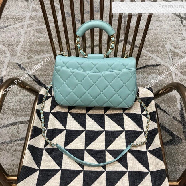 Chanel Quilted Lambskin Medium Flap Bag with Ring Top Handle AS1358 Blue 2020 (JDH-9120208)