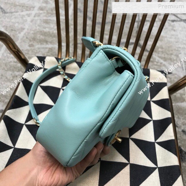 Chanel Quilted Lambskin Medium Flap Bag with Ring Top Handle AS1358 Blue 2020 (JDH-9120208)