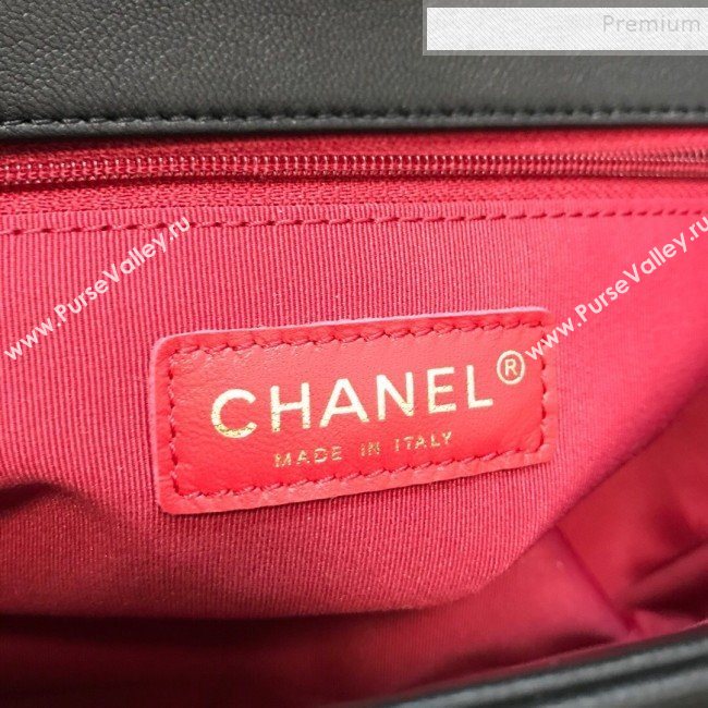 Chanel Quilted Lambskin Medium Flap Bag with Ring Top Handle AS1358 Black 2020 (JDH-9120207)