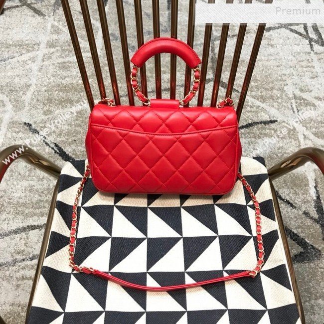 Chanel Quilted Lambskin Medium Flap Bag with Ring Top Handle AS1358 Red 2020 (JDH-9120209)