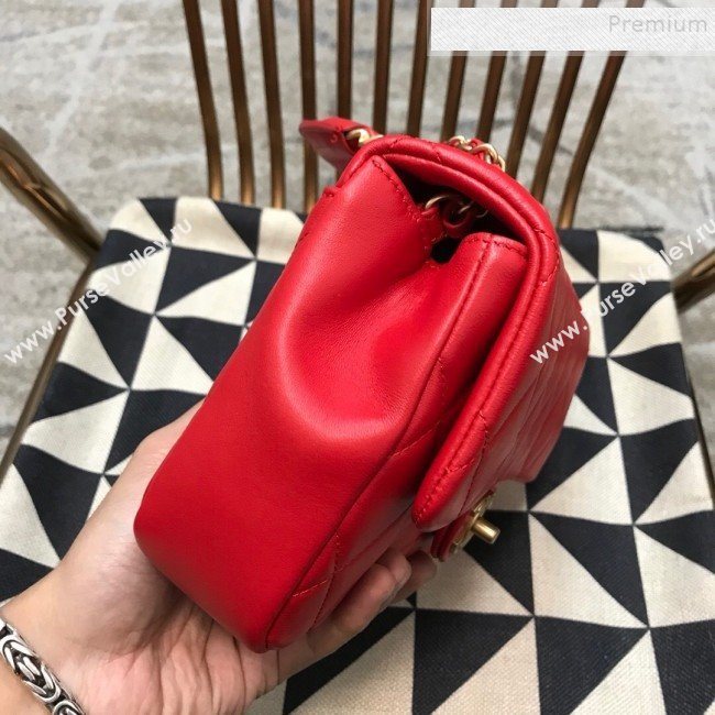 Chanel Quilted Lambskin Medium Flap Bag with Ring Top Handle AS1358 Red 2020 (JDH-9120209)