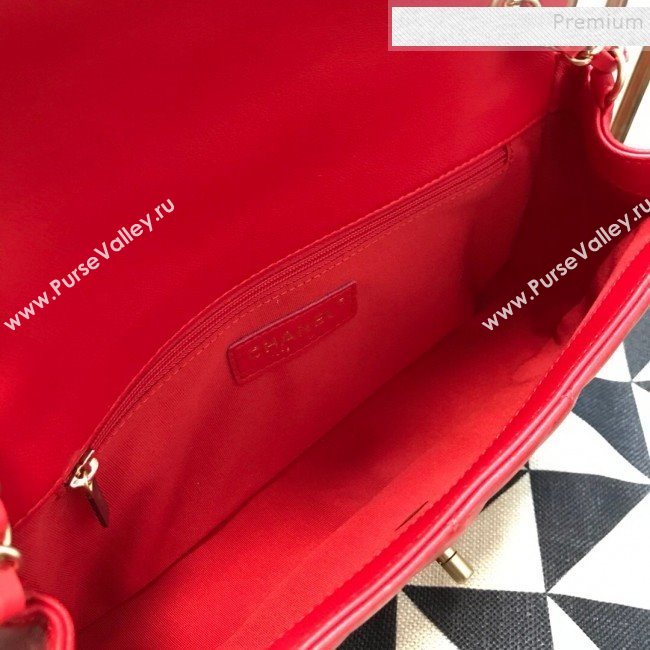 Chanel Quilted Lambskin Medium Flap Bag with Ring Top Handle AS1358 Red 2020 (JDH-9120209)