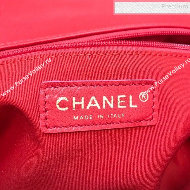 Chanel Quilted Lambskin Medium Flap Bag with Ring Top Handle AS1358 Red 2020 (JDH-9120209)