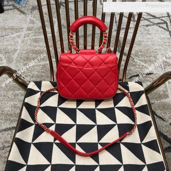Chanel Quilted Lambskin Small Flap Bag with Ring Top Handle AS1357 Red 2020 (JDH-9120212)