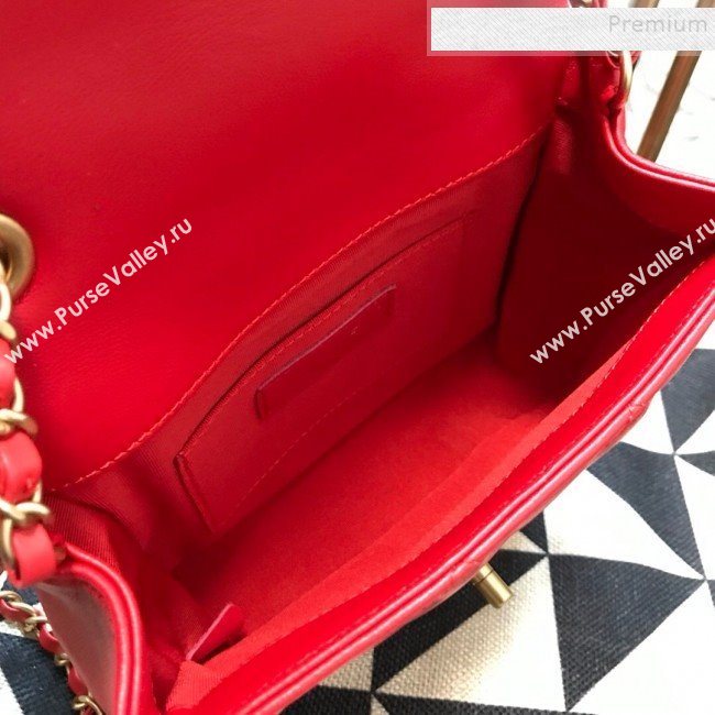 Chanel Quilted Lambskin Small Flap Bag with Ring Top Handle AS1357 Red 2020 (JDH-9120212)