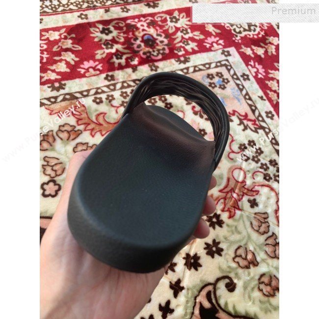 Gucci GG Marmont Leather Flat Slide Sandals Black 2019 (HANB-9120312)