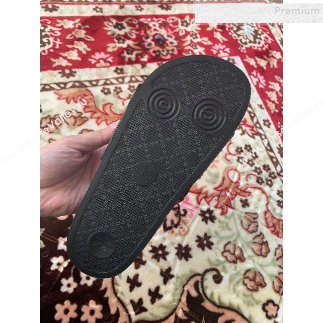 Gucci GG Marmont Leather Flat Slide Sandals Black 2019 (HANB-9120312)