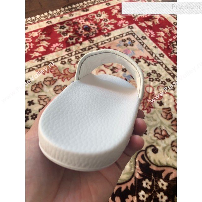 Gucci GG Marmont Leather Flat Slide Sandals White 2019 (HANB-9120309)