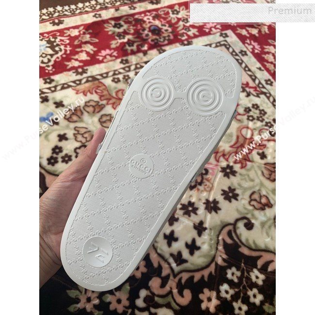 Gucci GG Marmont Leather Flat Slide Sandals White 2019 (HANB-9120309)