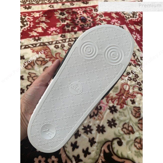 Gucci GG Marmont Leather Flat Slide Sandals Black 2019 (HANB-9120312)