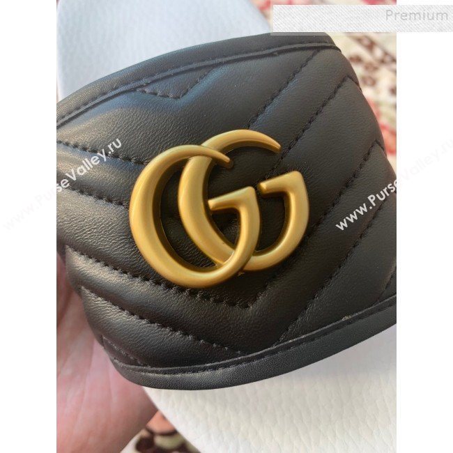 Gucci GG Marmont Leather Flat Slide Sandals Black 2019 (HANB-9120312)