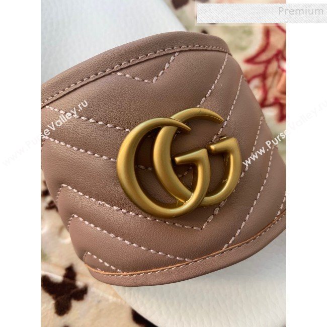 Gucci GG Marmont Leather Flat Slide Sandals Dusty Pink 2019 (HANB-9120310)