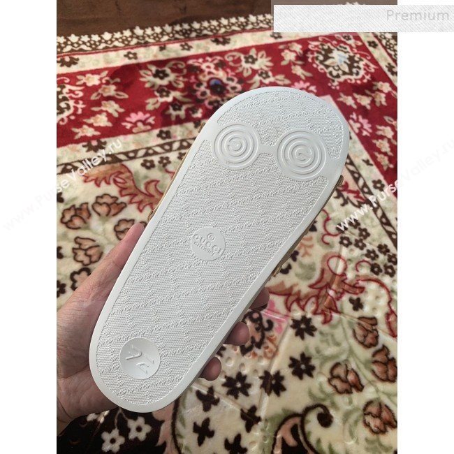 Gucci GG Marmont Leather Flat Slide Sandals Nude 2019 (HANB-9120308)