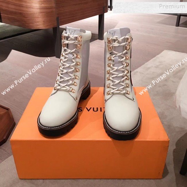 Louis Vuitton Patch Leather Flat Short Boots White 2020 (KL-9120313)