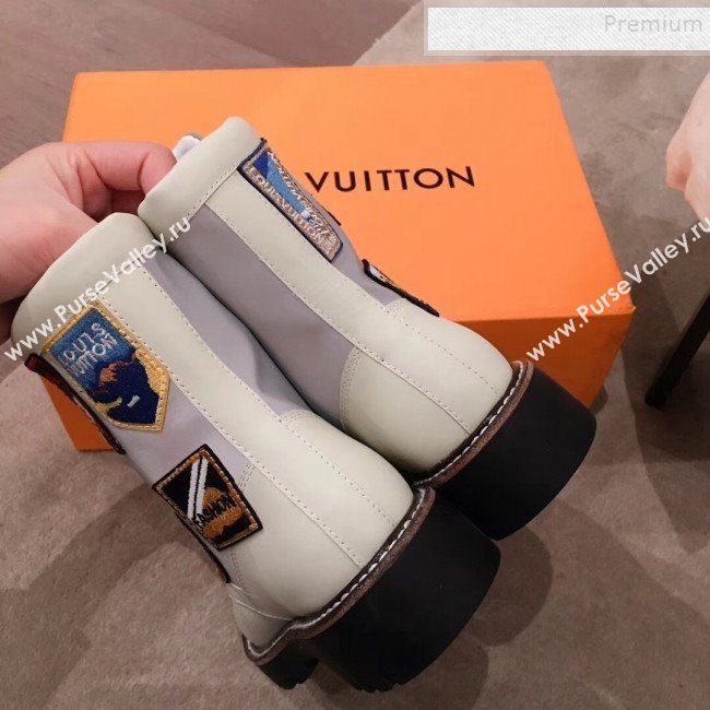 Louis Vuitton Patch Leather Flat Short Boots White 2020 (KL-9120313)