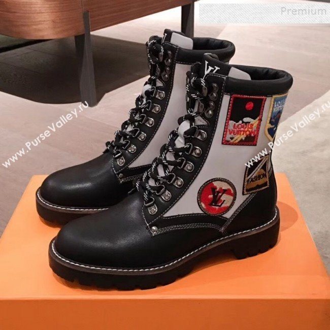 Louis Vuitton Patch Leather Flat Short Boots Black 2020 (KL-9120314)